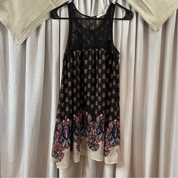 Blu Pepper Black Multicolor Geometric Boho Print Sleeveless Dress Size‎ Small - Picture 6 of 14